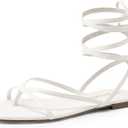 DREAM PAIRS Women's Strappy Flat Sandals - Comfortable Lace Up Gladiator Dressy Sandals, Square Toe Tie Up Walking Sandal, Summer Wrap Up Vocation Sandal Mermaid Shoes (8, Brown)