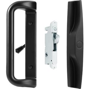 Black Patio Door Handle Set with Mortise Lock,Suitable for Replacement Sliding Doors Lock 3-15/16Screw Hole Spacing.Choices That Add a Unique to Your Patio Glass Sliding Door.