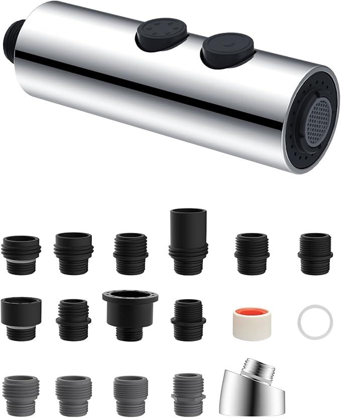 Hibbent 15 Pieces Pull Down Kitchen Faucet Head Adapter Kits with Curved Adapter, Multiple Sink Spray Head Adapters Compatible with Moen, American Standard, Delta, Kohler Faucets