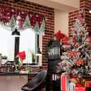 Christmas Tie Up Window Valances for Kitchen, Snowman Rod Pocket Curtain Valance Let it Snow Black Red Buffalo Plaid Window Topper Decor Xmas Tree Valance Curtains for Living Room, Bedroom, 54" x 18"