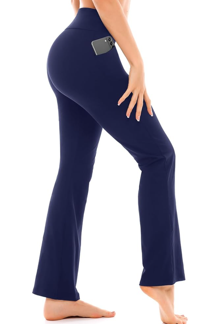 Walifrey Flare Leggings with Pocket for Women,High Waisted Opaque Flare Pants for Yoga Workout. Size S