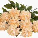 Artflower 10 Pcs Artificial Silk Dahlia Bouquet with Long Stem, 15” Champagne Fake Flower Floral Arrangements Wedding Bridal Bouquet for Autumn Thanksgiving Festival Table Centerpieces Home Decor