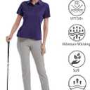 Women's Polo Shirts UPF 50+ Casual Work Quick Dry 4 Buttons Short Sleeve Collared Golf Shirt XS-4XL (Purple)