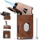 5-in-one Torch Lighter with Straight Tool, Built in Punch, Holder, and Draw Enhancer Tool, Windproof Jet Flame Lighter, Refillable Butane Torch Lighter Gifts for Men, Cool Lighter for Candle, Travel