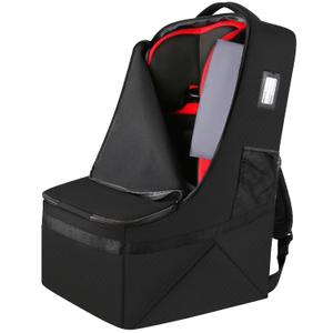 YOREPEK Padded Car Seat Travel Bag for Airplane, Gate Check Carseat Backpack for Air Travel, Baby Travel Essentials for Flying, Car Seat Stroage Cover Bag (All Black)