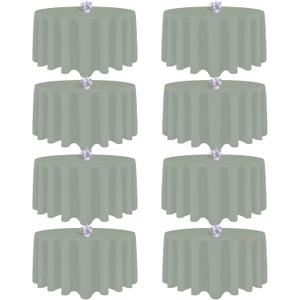 8 Pack Sage Green Round Tablecloth 90 Inch Round Table Cloth, Wrinkle Resistant and Washable Tablecloth Polyester Fabric Table Cloth Round Cover for Dining Wedding Banquet Party