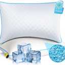 Cooling Bed Pillows for Sleeping Queen Size Set of 2, Double-Sided Memory Foam Cool Pillow with Zipper for Hot Sleepers, Cold Pillows for Side, Back or Stomach Sleepers (Shell)