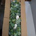TOCHGREEN 4Pcs(26 Ft) Artificial Eucalyptus & White Rose Flower Garland, Faux Rose Vine & Gypsophila Greenery for Party & Wedding Decor (White, 4PCS)