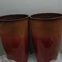 Neoaider Set of 2 Lightweight Ceramic-Look Tall Planter, 21 inch Large Plastic Planter with Drain Hole & Saucers, Large Outdoor Planters for Porch, Garden, Patio, Balcony(Fiery Red)