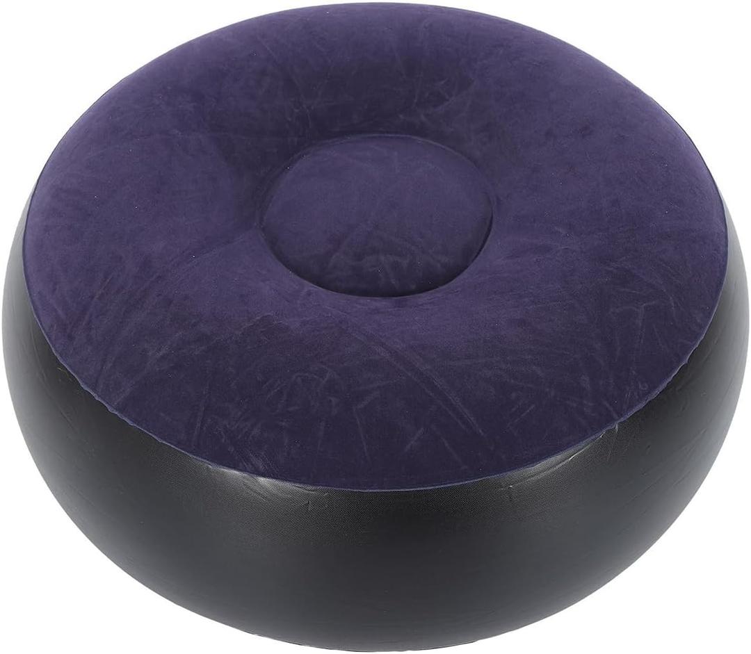 Inflatable Chair Ottoman 20.5''x7.9'' Heavy-Duty PVC Flocking Portable Unstuffed Pouf with 80kg Capacity Indoor/Outdoor Use for Patio Camping Home Office Waterproof & Compact Storage