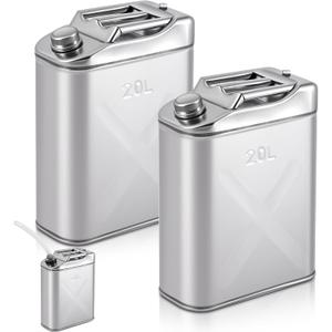 Blulu 2 Pcs 5 Gallon Stainless Cooking Oil Storage Can Commercial 304 Food Safety Fryer Oil Storage Container Distributor with Guide Pipe and Lid for Kitchens Restaurants Food Trucks