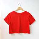Women's Summer Casual Loose Fit Plain Soild Basic Short Sleeve Crop Tops T-Shirts, XXL, Red