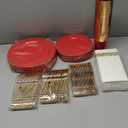 Nervure 175PCS Red Plastic Plates - Disposable Red Gold Party Plates & Pre Rolled Napkins with Cutlery for 25 Guests, 50Plates, 75Silverware, 25Cups, 25Napkin for Wedding & Party & Independence