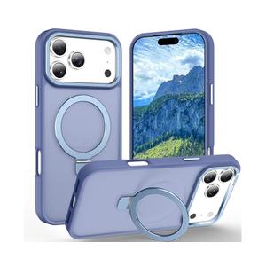 Magnetic for iPhone 17 Pro Case with Ring Stand, [10 FT Drop Protection] [Velvety Touch] Slim Translucent Matte Back Shockproof Phone Case for iPhone 17 Pro 6.3'', Sierra Blue