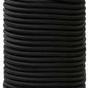 Strong and Durable Bungee Cord Roll - 1/4" x 100ft Elastic Cord, Kayak Stretch String Rope, Bungee Shock Cords for Repairing Tent Poles, DIY, Tie Downs, Black