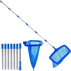 Pool Skimmer Net with 9.4FT Pole, 7-Section Adjustable Pole (41.5" to 113.2"), Tear Resistant Net for Commercial Deep Pool, Hot Tub, Spa & Residential In-Ground/Above-Ground Pool