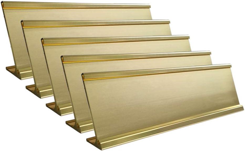 5 Pack Name Plates for Doors, 2"×8" Aluminum Office Name Plate Holder for Wall, Meeting Room, Office, Business Department, Desk, Warning Area(Yellow Gold)