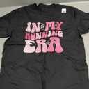 in My Running Era Runner Girls Cross Country Track Marathon T-Shirt (Black, M)