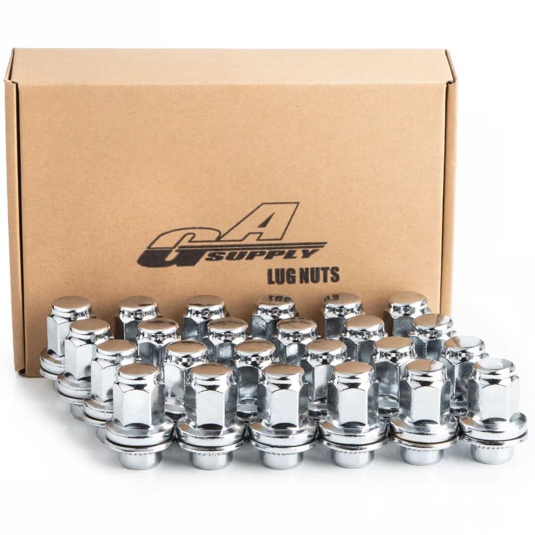 GAsupply 14x1.5 Mag Seat Lug Nuts, Compatible with 1998-2007 LX470, 2008-2021 LX570, 1998-2021 Land Cruiser, 2008-2021 Sequoia, 2007-2021 Tundra, 1.9" Tall, 7/8" 22mm Hex, OEM Factory Style, 24pcs (Silver)