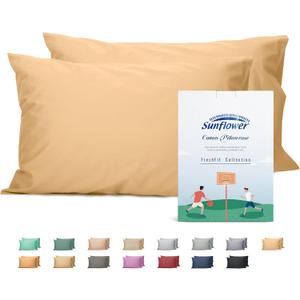 Sunflower Queen Pillowcases Set of 2, 100% Cotton Queen Size Pillow Cases 2, 2030 inches Desert Mist, Soft and Breathable