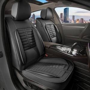 Front Car Seat Covers Fit for 2007-2024 2025 2026 GMC Yukon Premium Faux Leather Car Seat Cusion with Lumbar Support (2 Seat, Black)