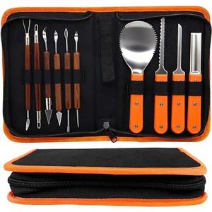 Lulu Home Halloween Pumpkin Carving Kit, 10 Pieces Professional Pumpkin Cutting Supplies for Jack-O-Lanterns with Bag