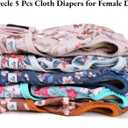 Female Dog Diapers 5Pcs - Premium Reusable Diapers for Doggie in Heat - Highly Absorbent Dog Diapers Female for Pet Incontinence with Adjustable Snaps, Breenish Lily Flower, S
