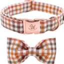 Elegant little tail Dog Collar with Bow, Comfotable Dog Bowtie, Bowtie Dog Collar Adjustable Dog Collars for Small Medium Large Dogs and Cats (Medium (Pack of 1), Yellow Plaid)