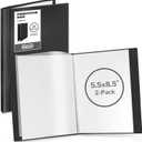 Dunwell Small Presentation Book 5.5x8.5 (2-Pack, Black), 24 Pockets Display 48 Half Size Pages, Plastic Binders with Sleeves, 5.5 x 8.5 Mini Booklets, Acid-Free Poly