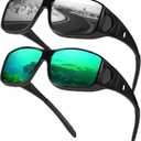 Myiaur Polarized Fit Over Glasses Sunglasses for Men Women, Trendy Wrap Around Sunglasses UV Protection for Driving (2 Pack)
