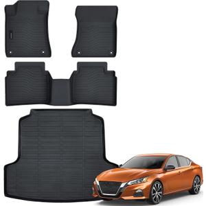 Auxko All Weather Floor Mats Cargo Mat Fit for Nissan Altima 2026 2025 2024 2023 2022 2021 2020 2019 TPE Floor Liner Trunk Mat Altima Accessories All Season Odorless Anti-Slip Black