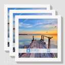 Hongkee 8x8 Picture Frames with Real Glass, White Wooden Square Photo frame Set of 3, Displays 4x4 Picture With Mat or 8x8 Without Mat, Desktop & Wall Collage Frame set