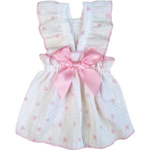 QWINEE Heart Print Dog Cat Dress Bow Decor Cute Dog Dresses Puppy Tutu Skirt Chihuahua Teddy Pomeranian Dress Birthday Holiday Clothes for Cat Kittens Small Medium Large Dogs Pink XS