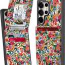 Bemal for Samsung Galaxy S24 Ultra Wallet Case with Card Holder, Fashion Printed, RFID Blocking, PU Leather Kickstand, Magnetic Closure, Shockproof Phone Cover for Women Men, Flower Garden