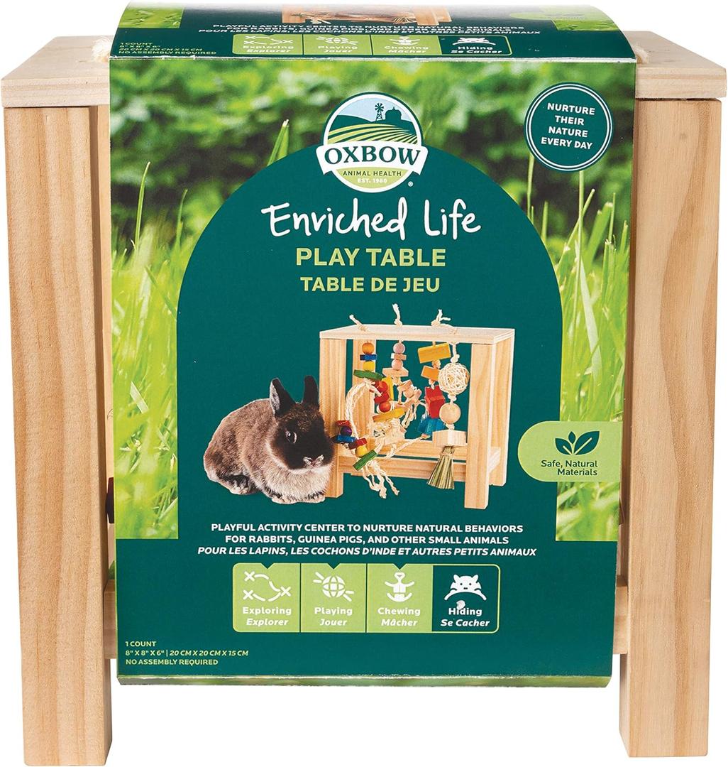 Oxbow Enriched Life Play Table, Rabbit Toys, Guinea Pig Toys, Enrichment for Bunny, Guinea Pig, Hamster, Rabbit, Chinchilla, Rat, Chinchilla Cage Accessories, Small Pet Accessories for Cage