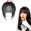 PANGHUDM Wig with Bangs and Sideburns Trendy Braided Headband Hair Accessories Braid Headband for Women Hair Extensions Bangs Girls Braided Wigs (Black)