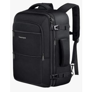 Vancropak Travel Backpack 40L Carry On Backpack for Men & Women BlackExpandable, Extra Large, Flight Approved, Water Resistant, Luggage Suitcase, Daypack, Lightweight, College, Business, Weekender Bag