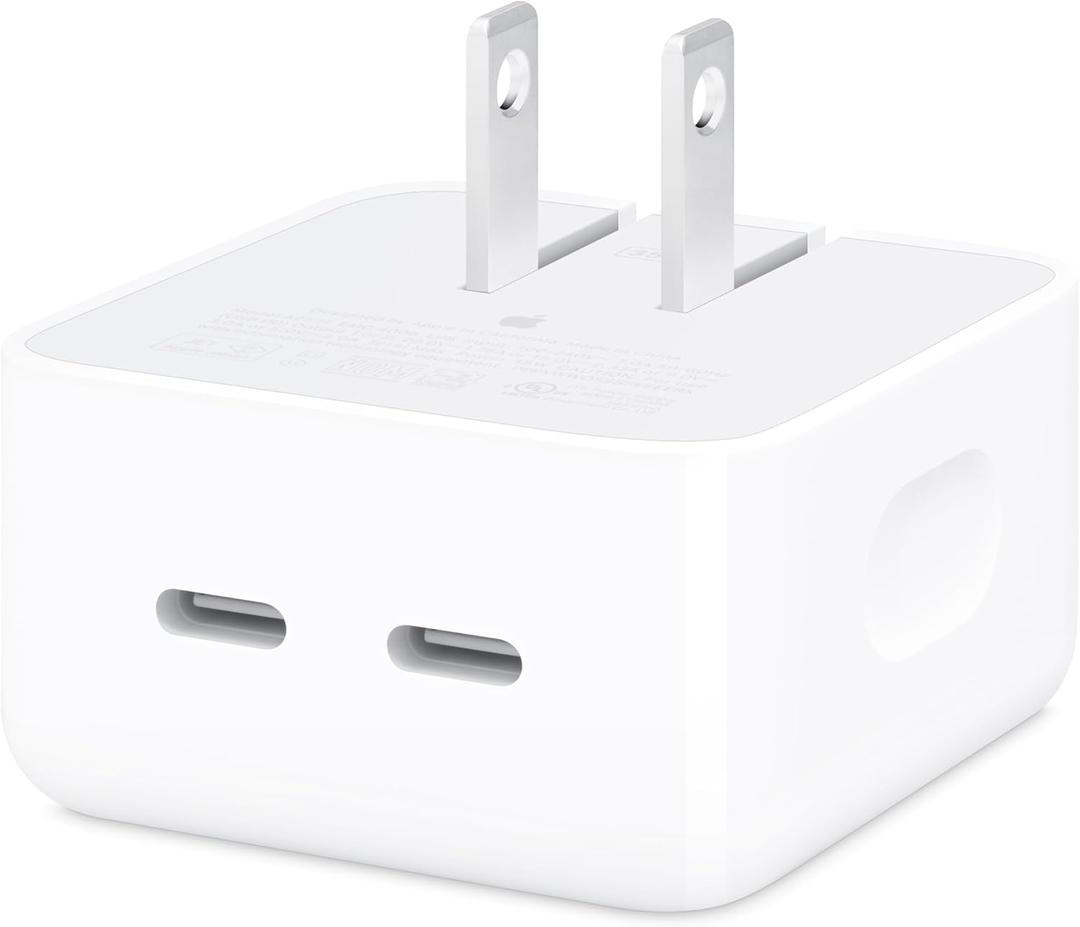 Apple 35W Dual USB-C Port Compact Power Adapter: Fast and Convenient Charging, Type C Wall Charger