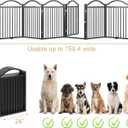 BHG Metal No-Assembly Freestanding Dog Gate with Door Walk Through, Extra Wide 196", Extra Tall 32" Pet Gate, Accordion Puppy Folding Playpen Dog Fence for Indoor & Outdoor, with 2PCS Support