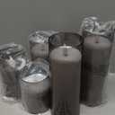 Raycare Flameless Candles Battery Operated with Remote Timer, Acrylic Flickering LED Pillar Candle for Christmas Decoration, Home Decor, Gift for Family and Friend, Grey, Set of 5