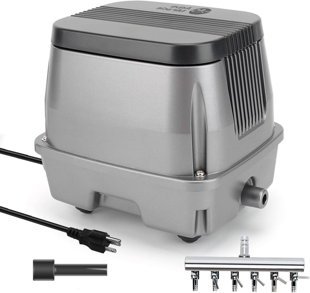 AquaMiracle Linear Air Pump ZP-60 for Pond Aeration, 950GPH Septic Air Pump Pond Aerators for Outdoor Ponds, Waste Treatment, Aquarium, Fish Farm, Seafood Restaurant, 950GPH(60LPM)