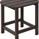 Outdoor Adirondack Side Table for Patio Porch Pool, 18" HDPE Weather Resistant End Table for Backyard and Indoor Use, Easy Maintenance & Indoor Outdoor Durable Construction(Coffee)
