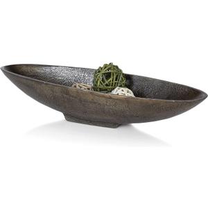 Red Co. 16 Long Oval Decorative Aluminum Metal Pedestal Centerpiece Bowl in Silver Finish