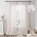 Cream Pinch Pleated Linen Curtains 120 Inches Long 2 Panels Natural Semi Sheer Light Filtering Curtains Light Beige Boho Pleat Drapes with Hooks Back Tab for Living Room High Window Curtain 40x120