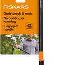 Fiskars 3-Claw Stand Up Weed Puller Tool, Gardening Weeder, Hand Weeding Tool with 39" Long Ergonomic Handle with Easy-Eject Mechanism