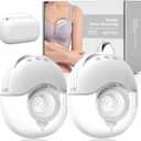 LAMSUET Hands Free Breast Pump - Strong Suction, Low Noise, Wearable Breastfeeding Pump, 4 Modes &12 Suction Levels - Portable Electric Breast Pump with 19/21/24mm Flanges (2 Pack)