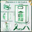 Aliceset Green 12 Pcs 2026 Clear Graduation Gift Bags Class of 2026 Grad Bags with Ribbon Die Cut Handles Plastic Graduation Gifts Wrapping for School Grad Party Decor Supplies, 7x10x3.15 Inch