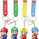 5 x Nuahyaz 4Pcs Cute Keychains, Super Brothers Keychain, Cartoon Bag Charms Car Keys, Party Favors for Boys and Girls