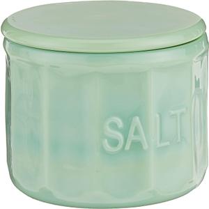 Tablecraft Salt Cellar with Lid, 3.75" x 3.75" x 3.125", Green