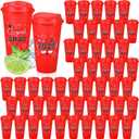 Skylety 50 Pcs Graduation Cups 2025, 16 oz Reusable Coffee Plastic Cups with Lids Graduation Party Cups for Grad Party Supplies Decorations Graduation Gift for Students Friends Classmates(Red)
